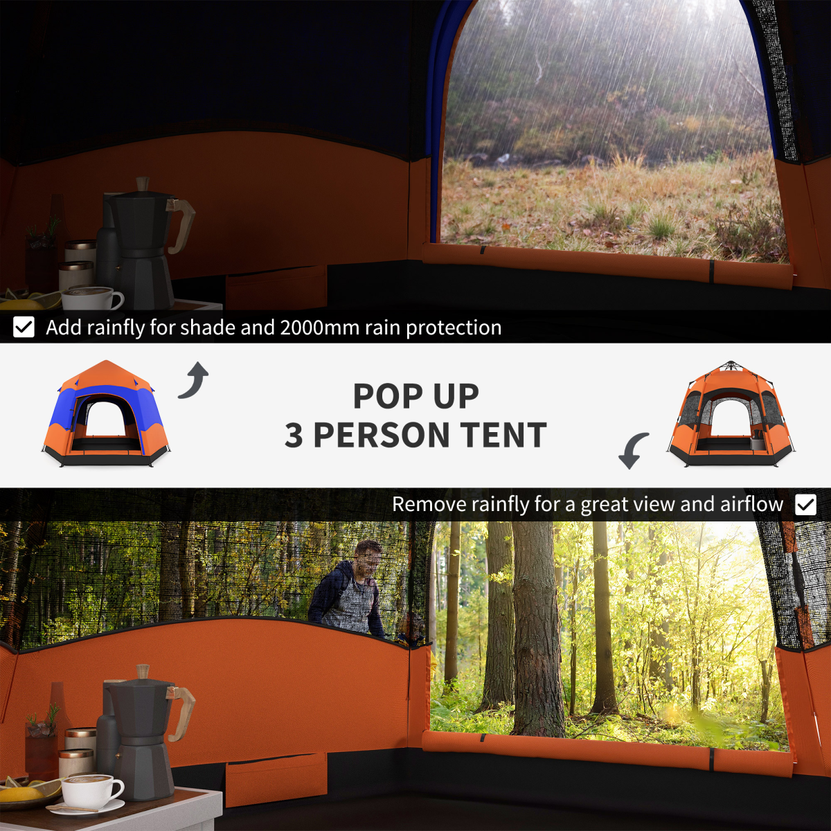 4 Person Pop Up Tent Camping Festival Hiking Shelter Family Portable Outsunny