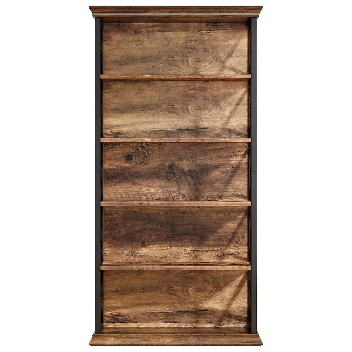 180cm 5-Tier Rustic Industrial  Bookcase - Large Open Shelf Display & Storage