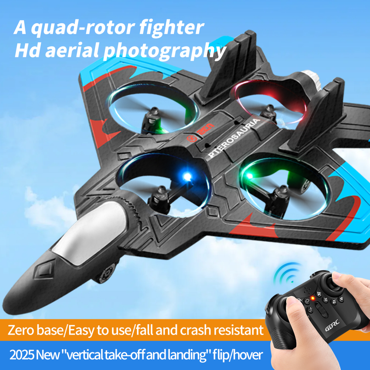 4DRC V32 RC Plane, Foam Remote Control Airplane with Light, 2 Batteries,  6-axis Gyro Stabilize Systems RC Fighter Jet Plane Toys .Logistics is randomly sent by EVRI/ROYAL MAIL/DPD.