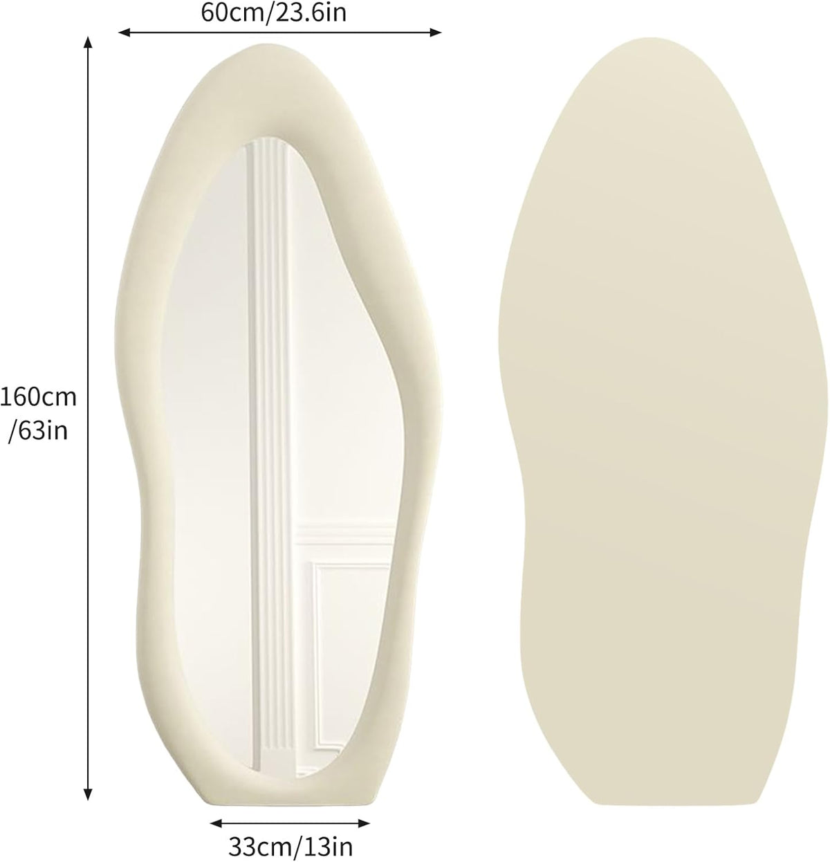 Asymmetrical Wavy Full Length Mirror 168x68cm Arch Floor Standing CEIEVER