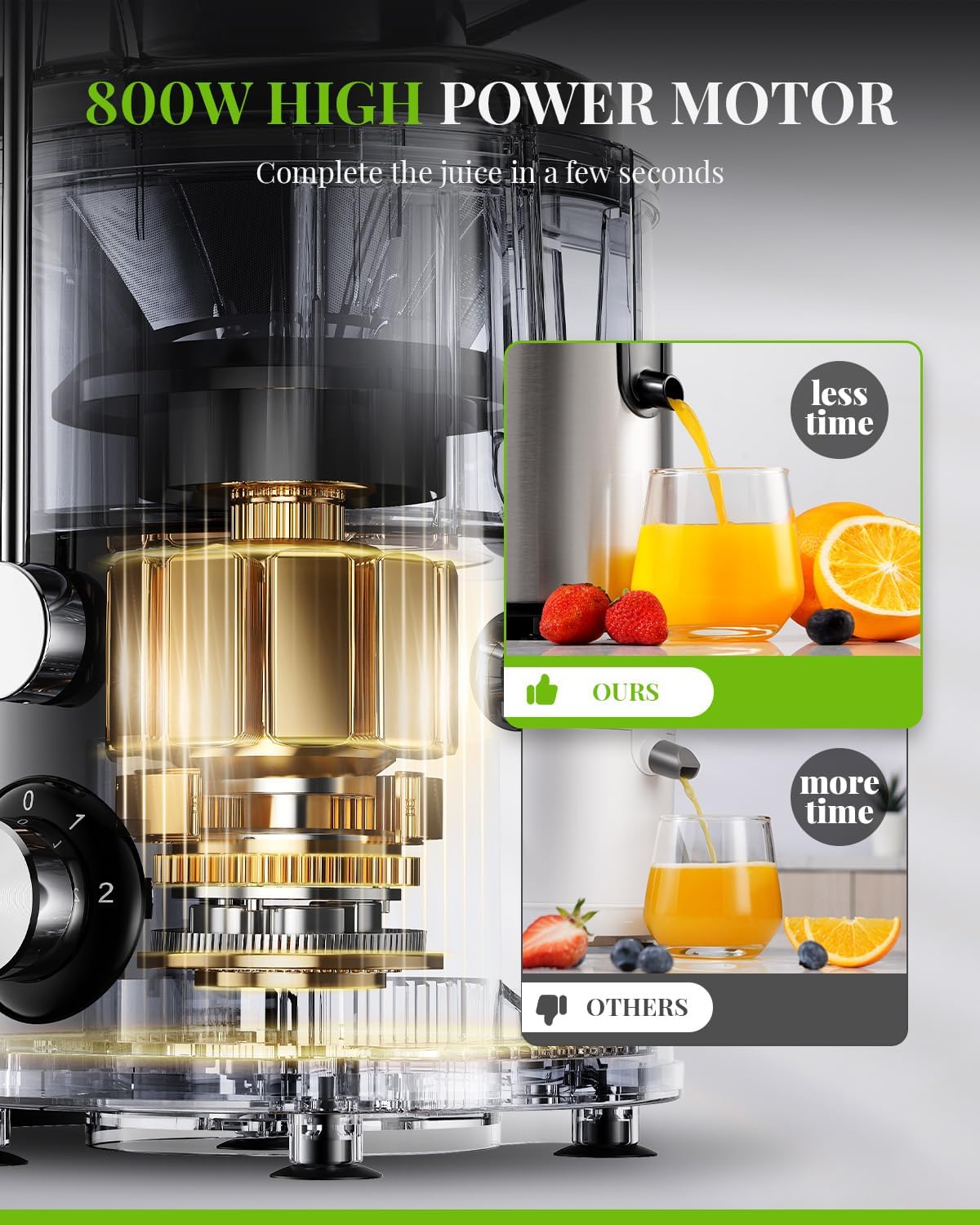 Juicer Machine 800W 3 Speed Stainless Steel Fruit Vegetable SHARDOR