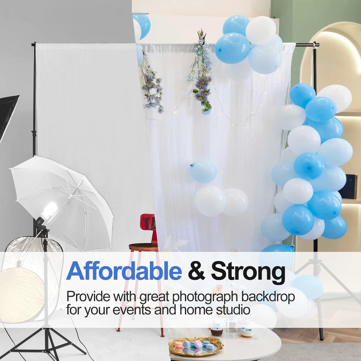 Backdrop Stand 3x2.4m Adjustable Photo Studio Support Kit with Bag EMART