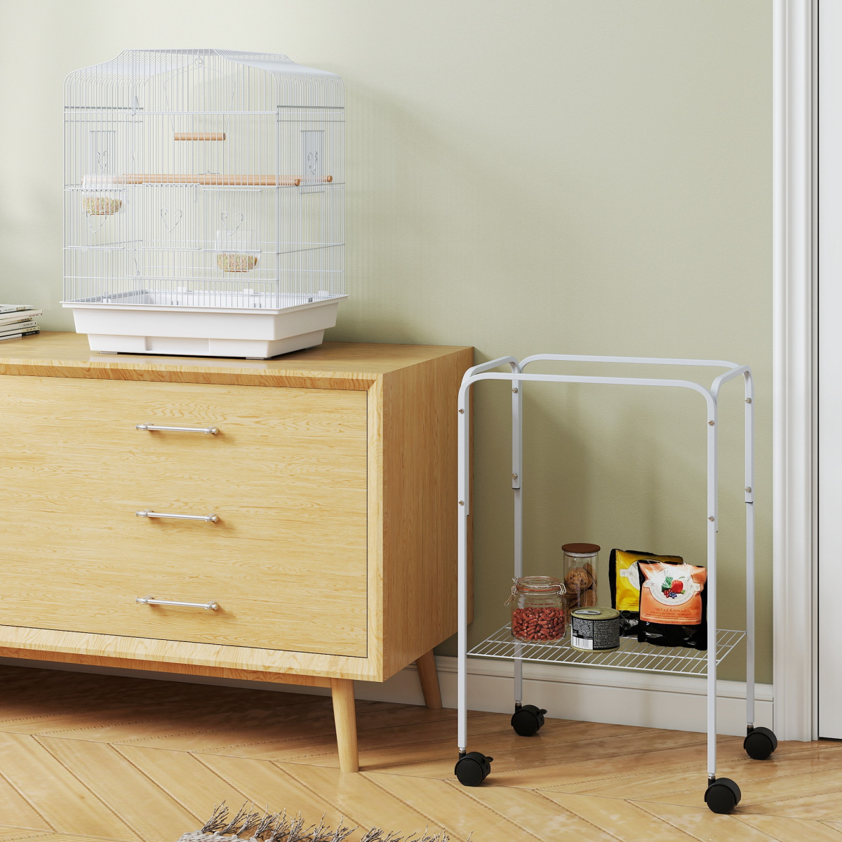 Bird Cage Starter Kit with Detachable Rolling Stand