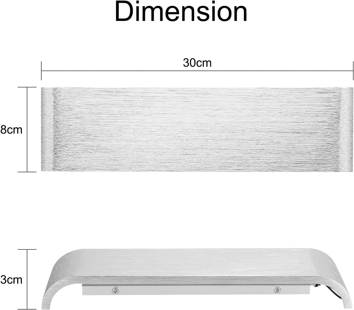 LED Wall Light 31cm Up Down Silver Lamp Cold White Indoor Lighting Lightess