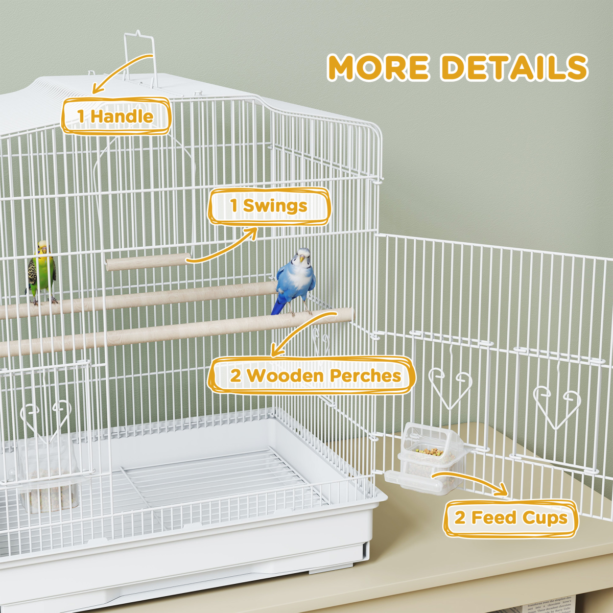 Bird Cage Starter Kit with Detachable Rolling Stand