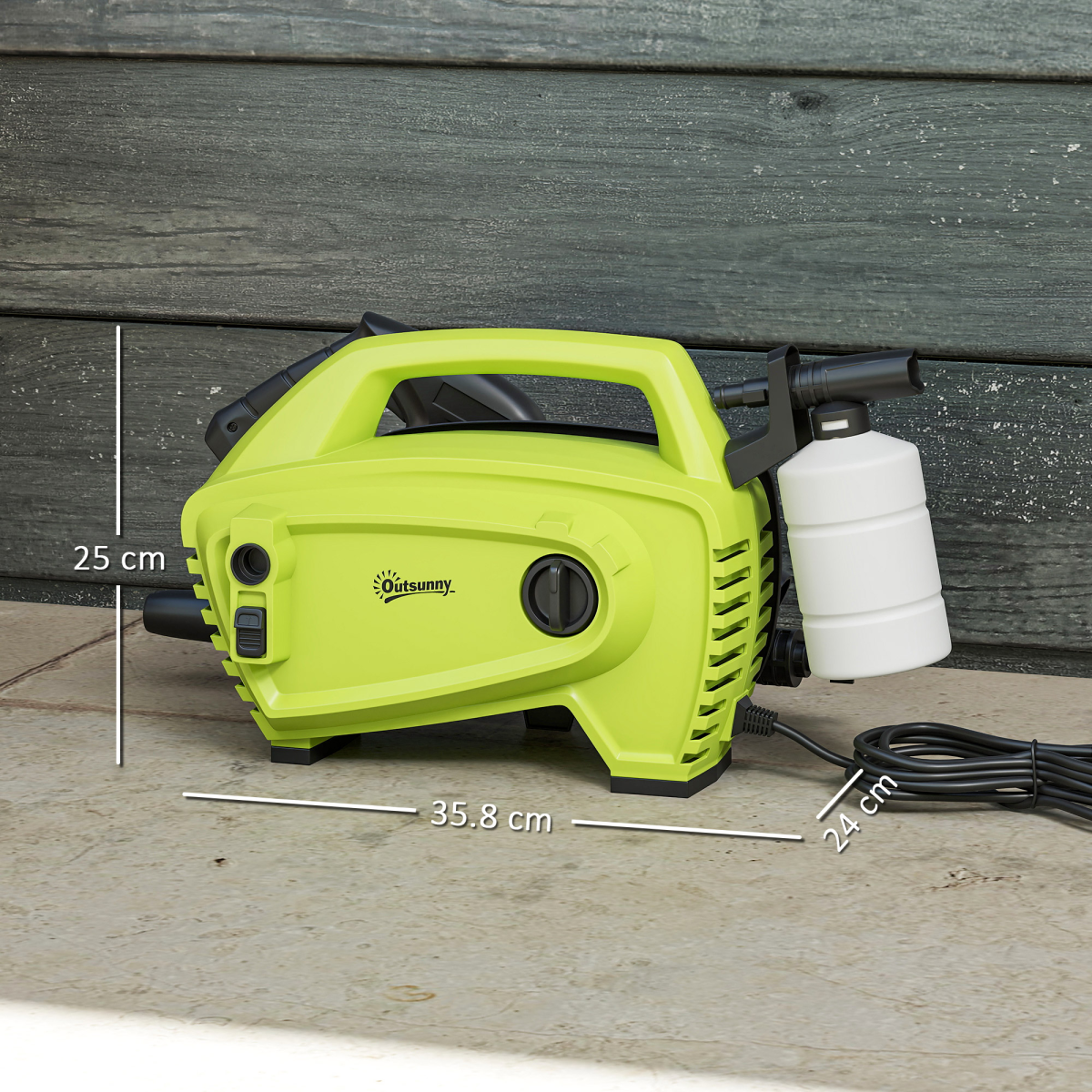 Outsunny 1600W Power Washer 130 Bar Pressure Washer 6M Hose, Nozzle, Green