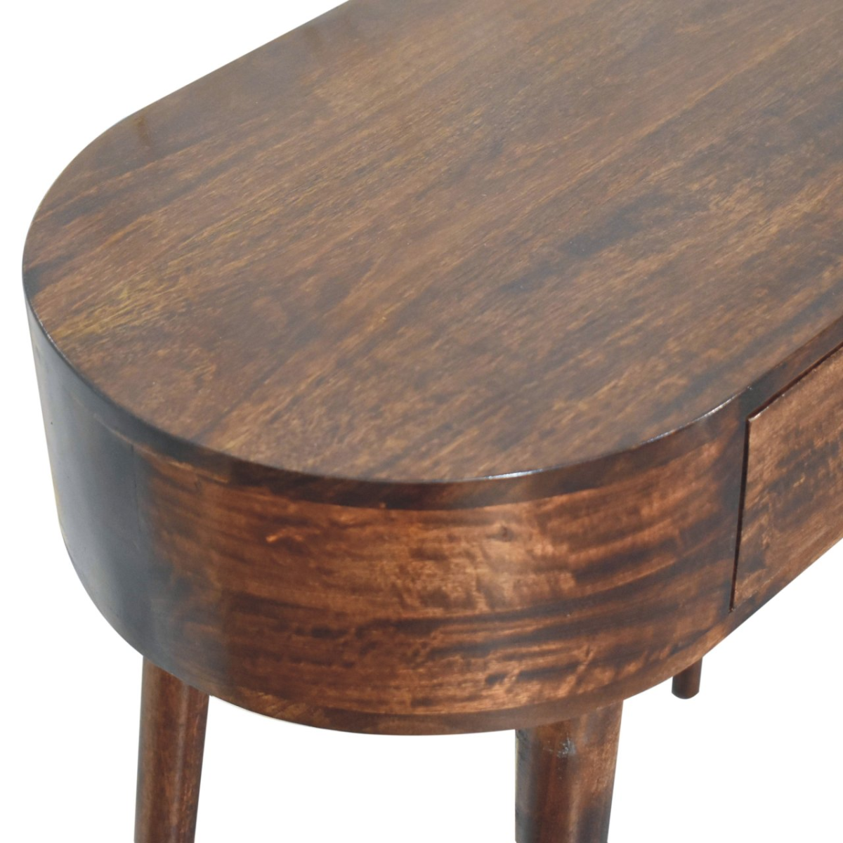 Artisan Furniture Solid Wood California Walnut Rounded Small Console Table, Brown, 1 Drawer