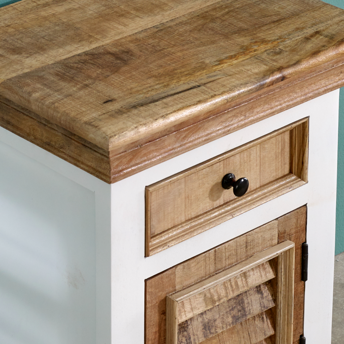 Alfie Solid Mango Wood Bedside Cabinet 1 Drawer  1 Door
