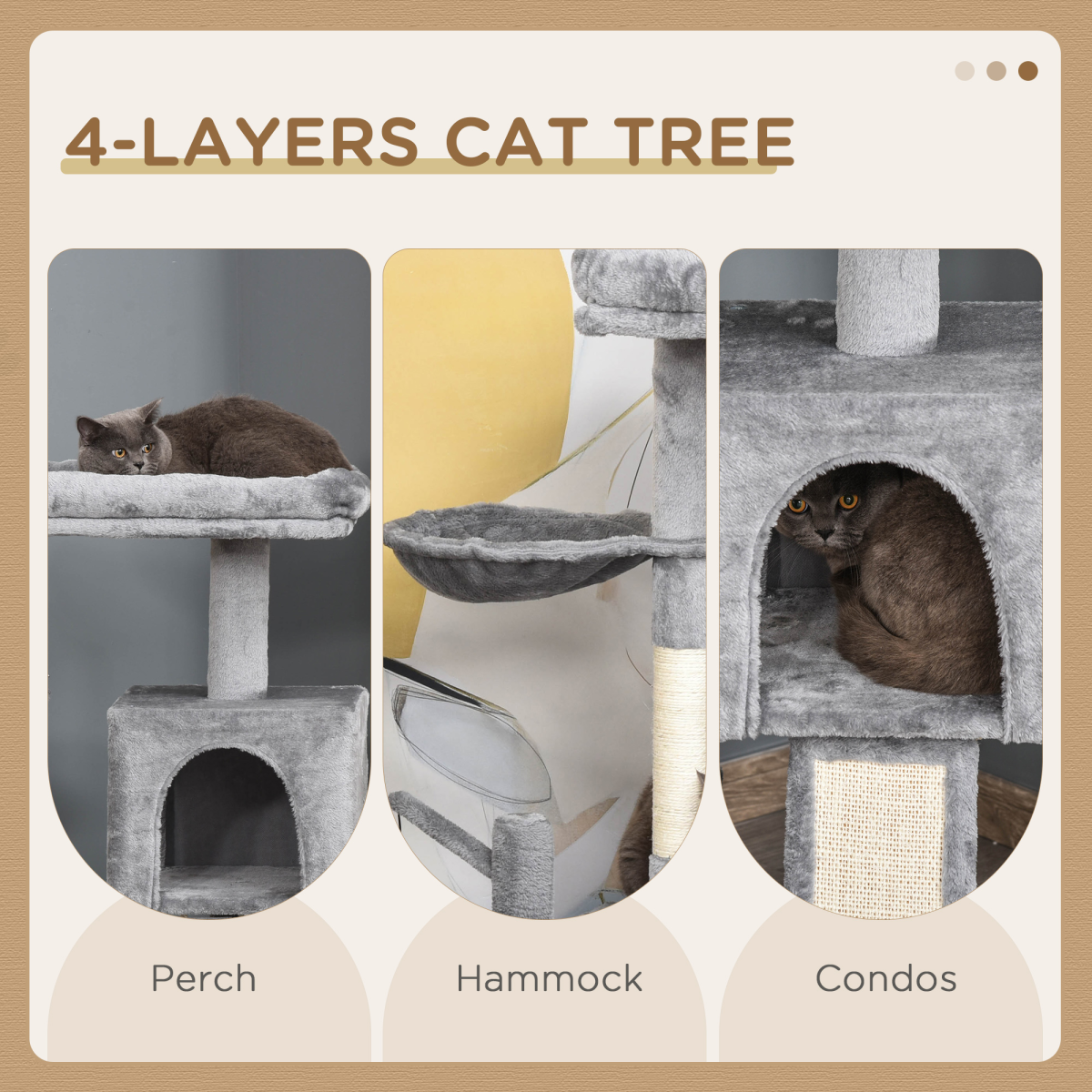 Cat Tree Tower w/ Sisal Scratching Posts Pad Hanging Ball Perch Condo Hammock