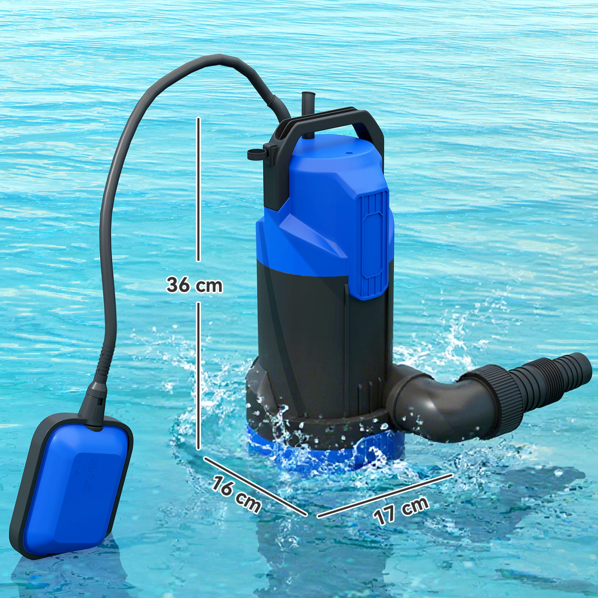 Outsunny 750W Water Pump with Float Switch, 20000L/H Electric Sump Pump