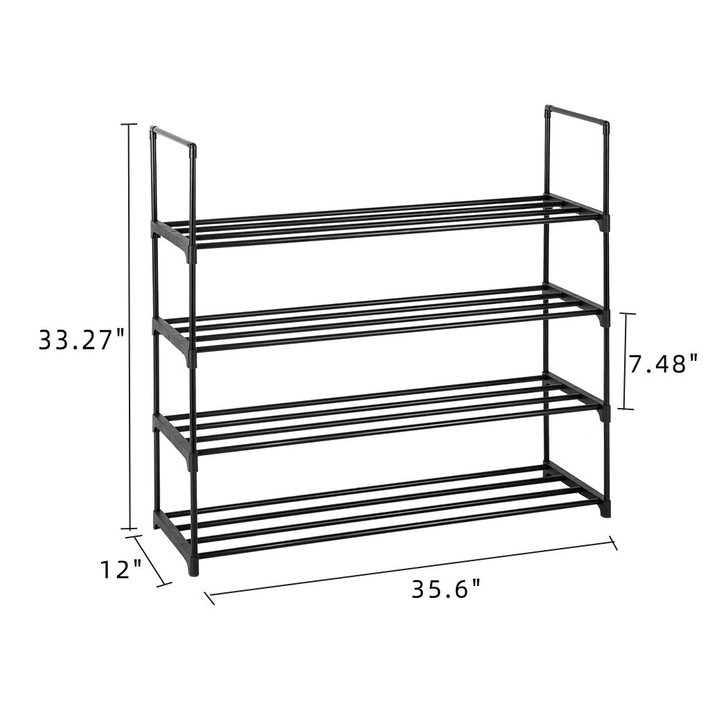 4 Tiers Shoe Rack Shoe Tower Shelf Storage Organizer For Bedroom, Entryway, Hallway, and Closet Black Color