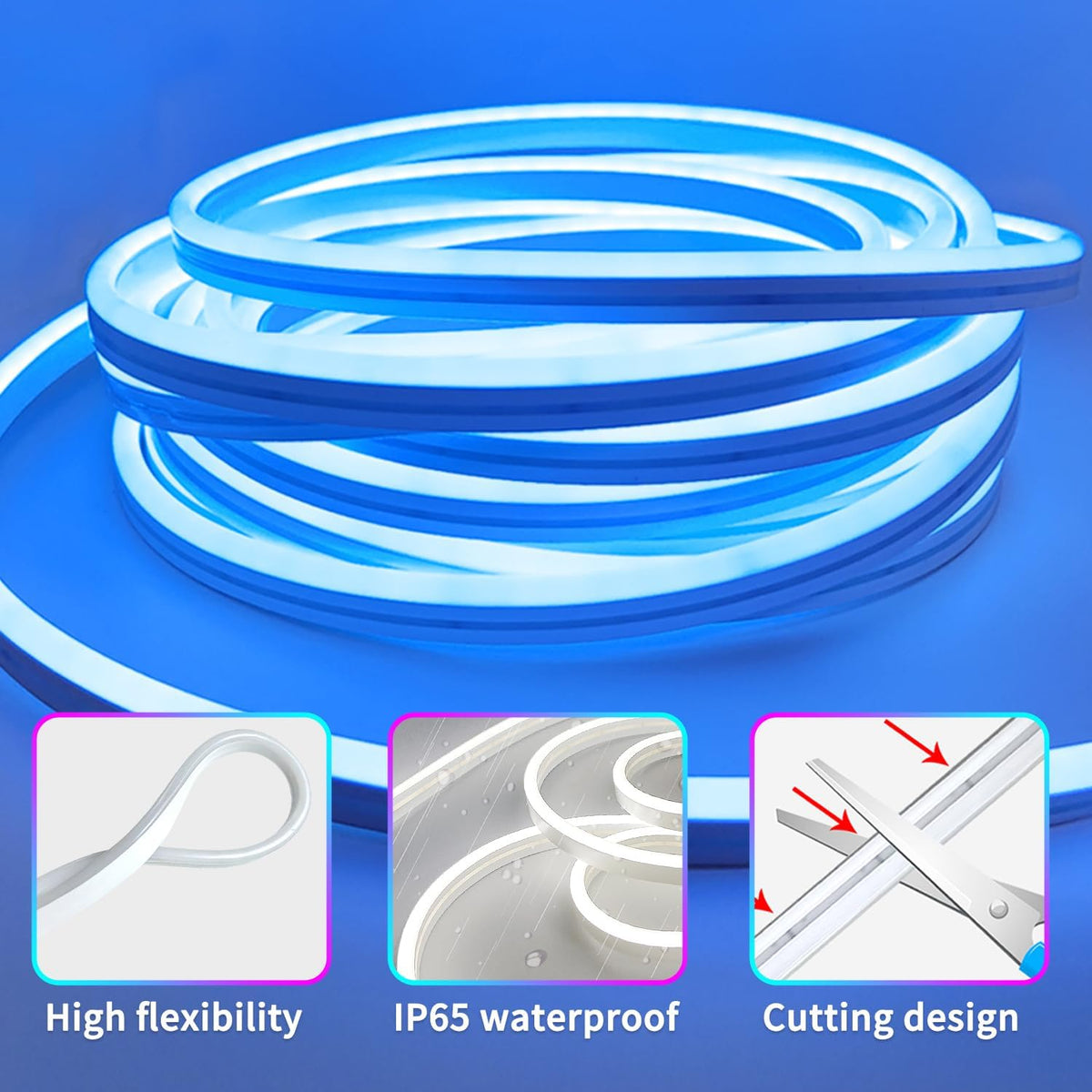 LED Neon Strip Lights 20M RGB Waterproof Flexible Rope Light with APP segrass