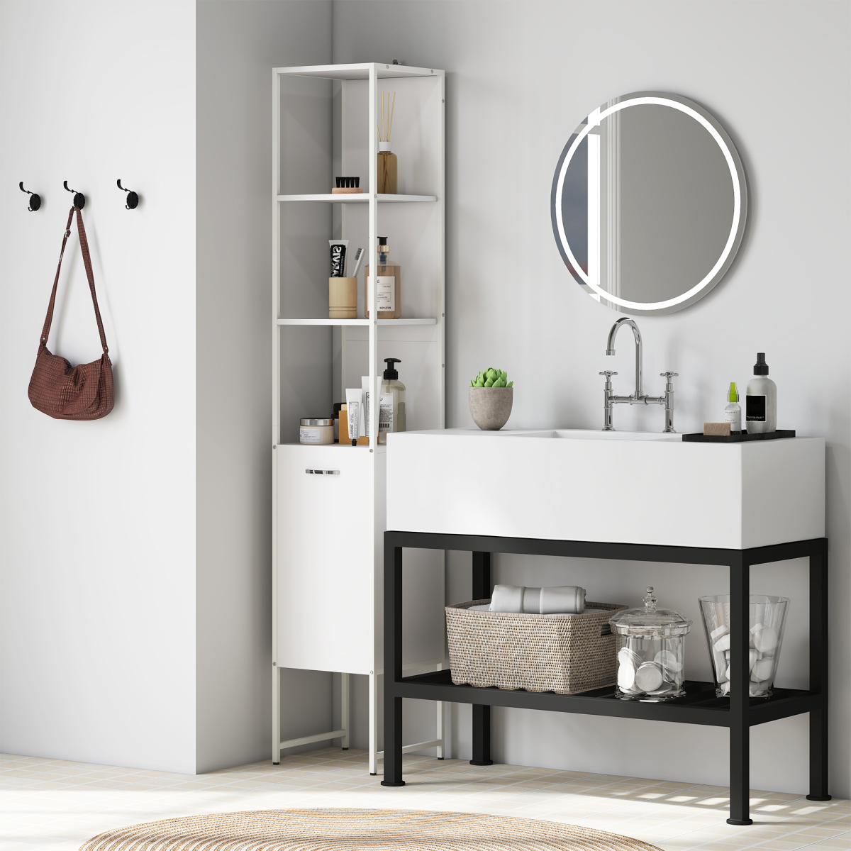 Bathroom Storage Cabinet-White