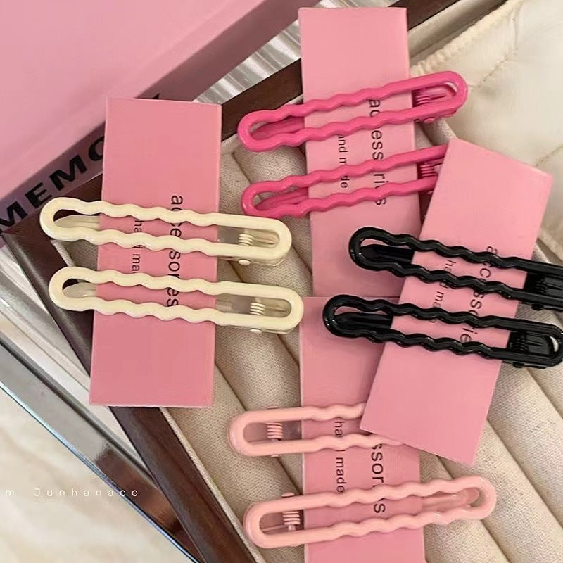 Hollow Wave Metal Barrettes Milk Fufu Candy Color