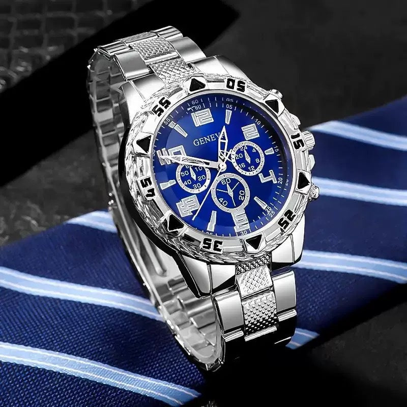 Blue Light Glass Men's Business Steel Belt Quartz Watch
