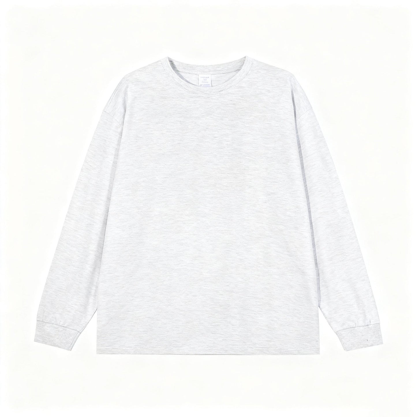 Solid-color Heavyweight Pure Cotton Crew-neck Long-sleeve T-shirt For Women