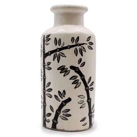 Bamboo Motif Straight Dry Flowers Vase - Natural