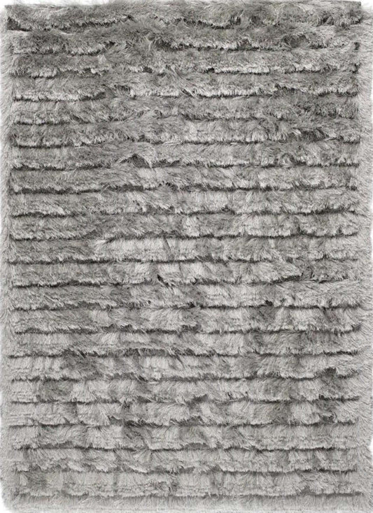 Carved Glamour Silver Grey Shaggy Rug