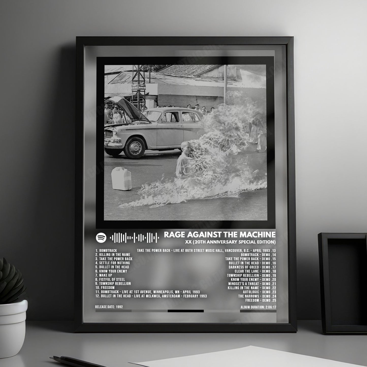 Rage Against the Machine "Rage Against the Machine" Album Cover Poster - with Complete Tracklist
