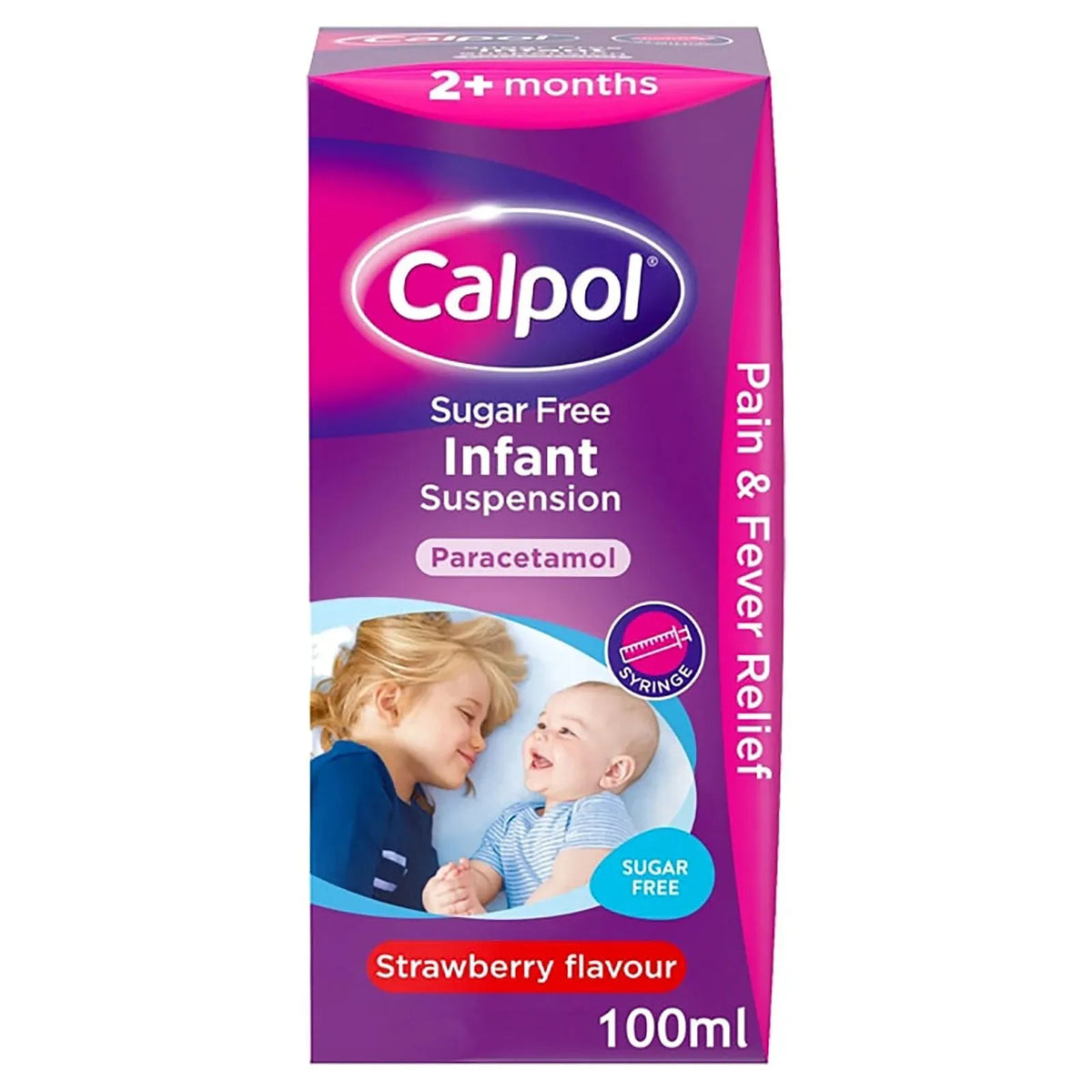 Calpol Sugar Free Infant Suspension Paracetamol Strawberry Flavour 100ml
