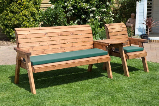Charles Taylor Trading Four Seater Companion Set Straight With Green Cushion Brown