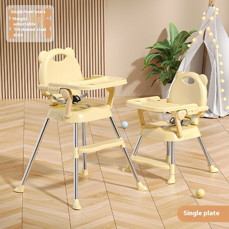 Abaddou Foldable Baby High Chair - Adjustable Metal Frame 105cm