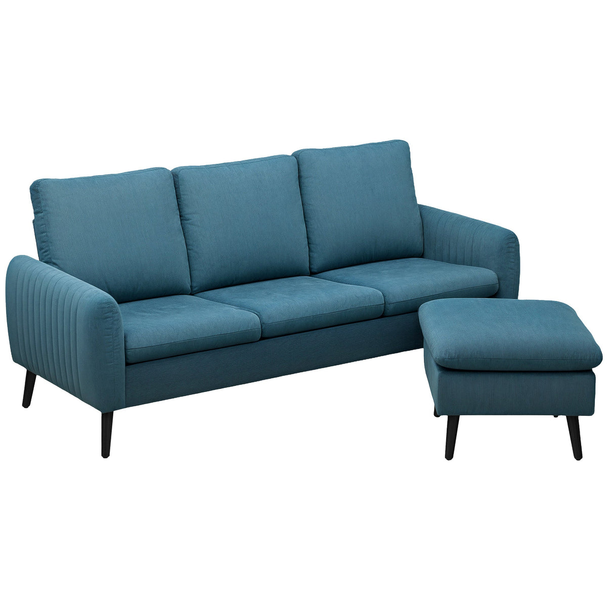 HOMCOM 3 Seater Corner Sofa Couch Settee with Chaise Lounge, Blue