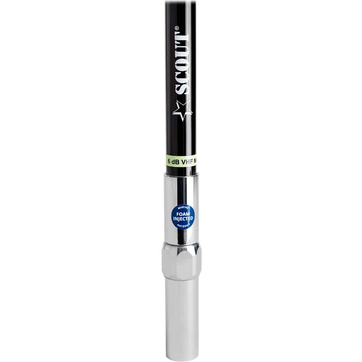 Scout Quick 6 6db VHF Fibreglass Antenna 2.4M with 5M Cable (Black)