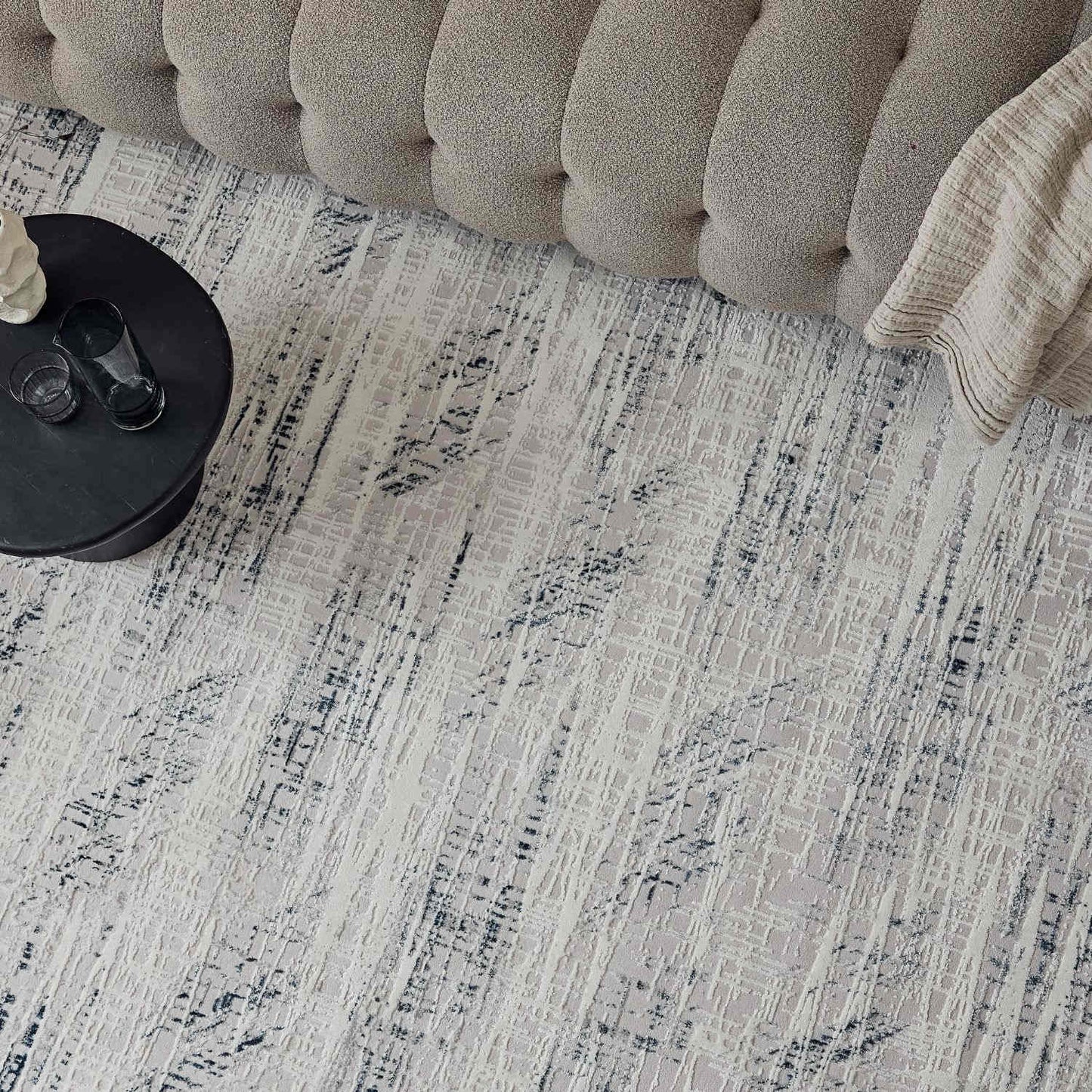 Carmel Cream-Blue Abstract Rug | 6030