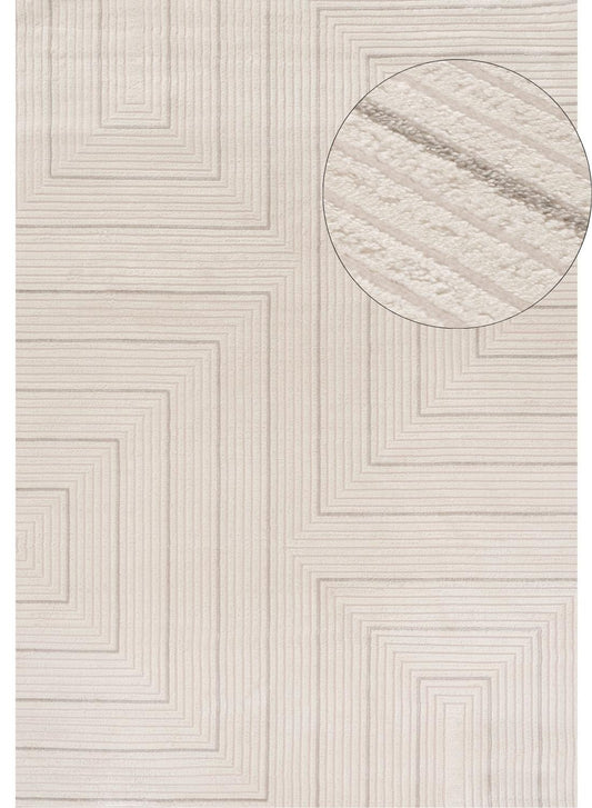 Carmel Cream-Grey Geometric Rug | 6040