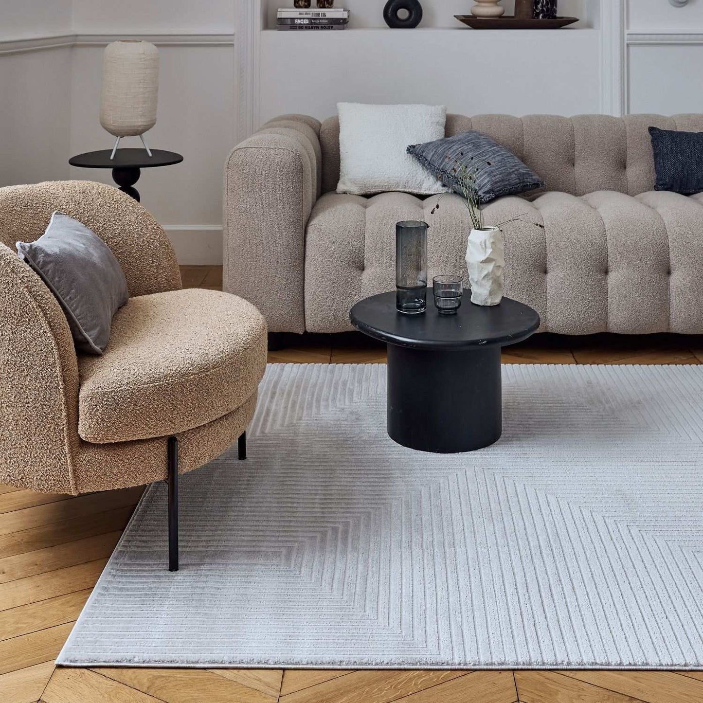 Carmel Grey-Cream Geometric Rug | 6050