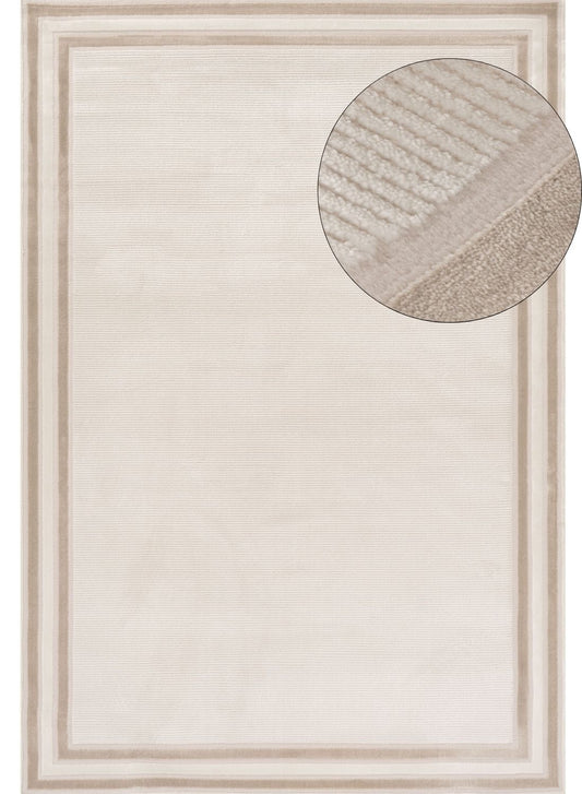 Carmel Cream-Beige Bordered Rug | 6060