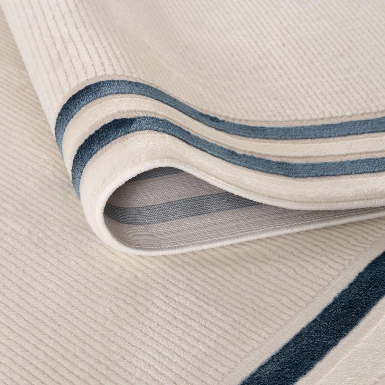 Carmel Cream-Blue Bordered Rug | 6060