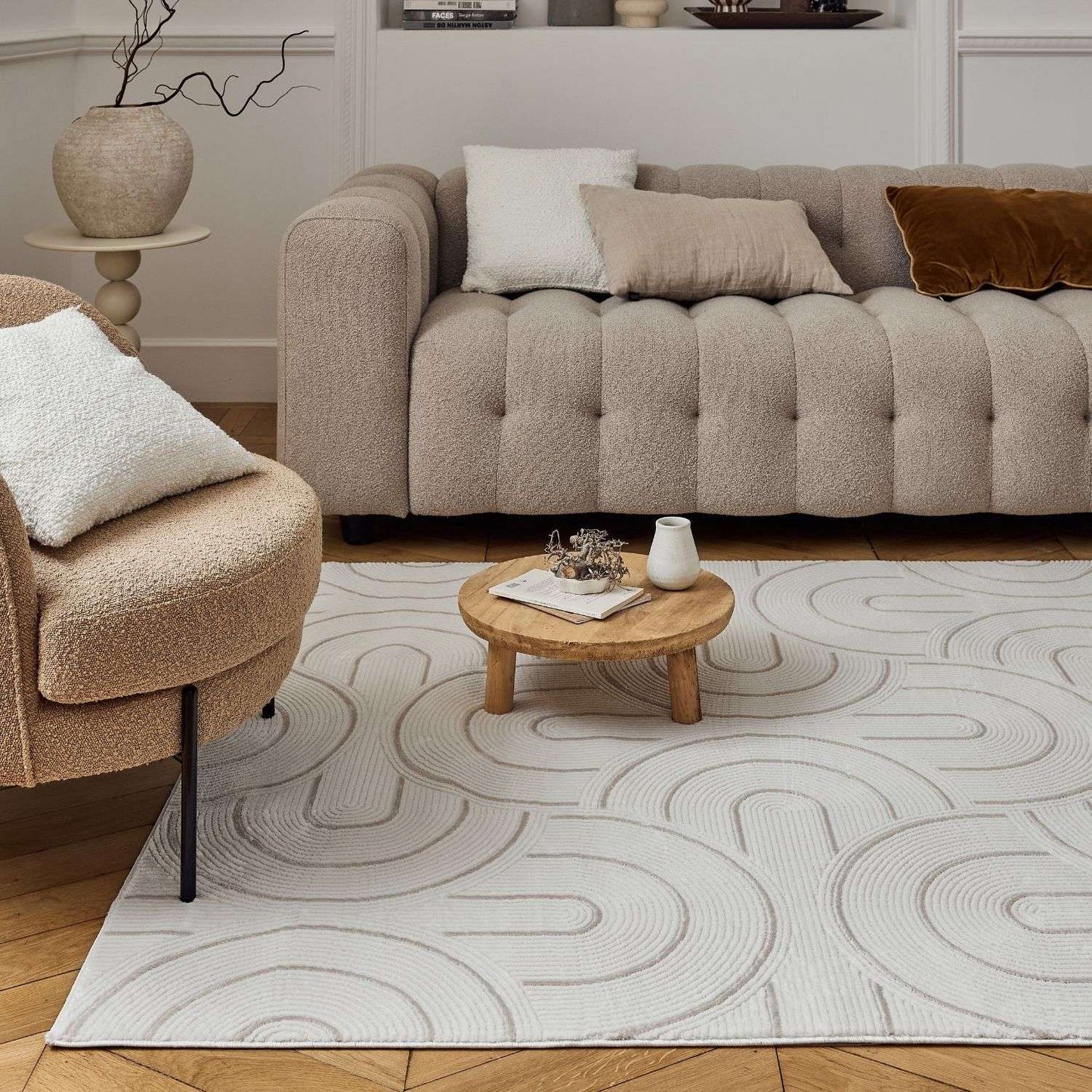 Carmel Cream-Beige Geometric Rug | 6070