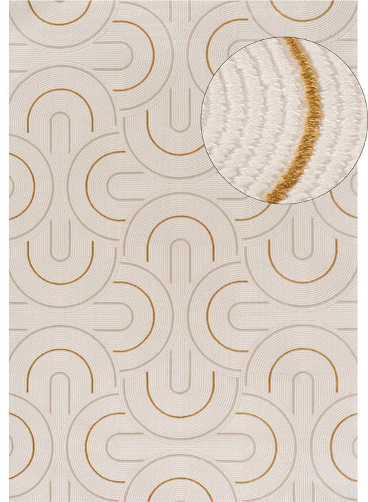Carmel Cream-Gold Geometric Rug | 6070