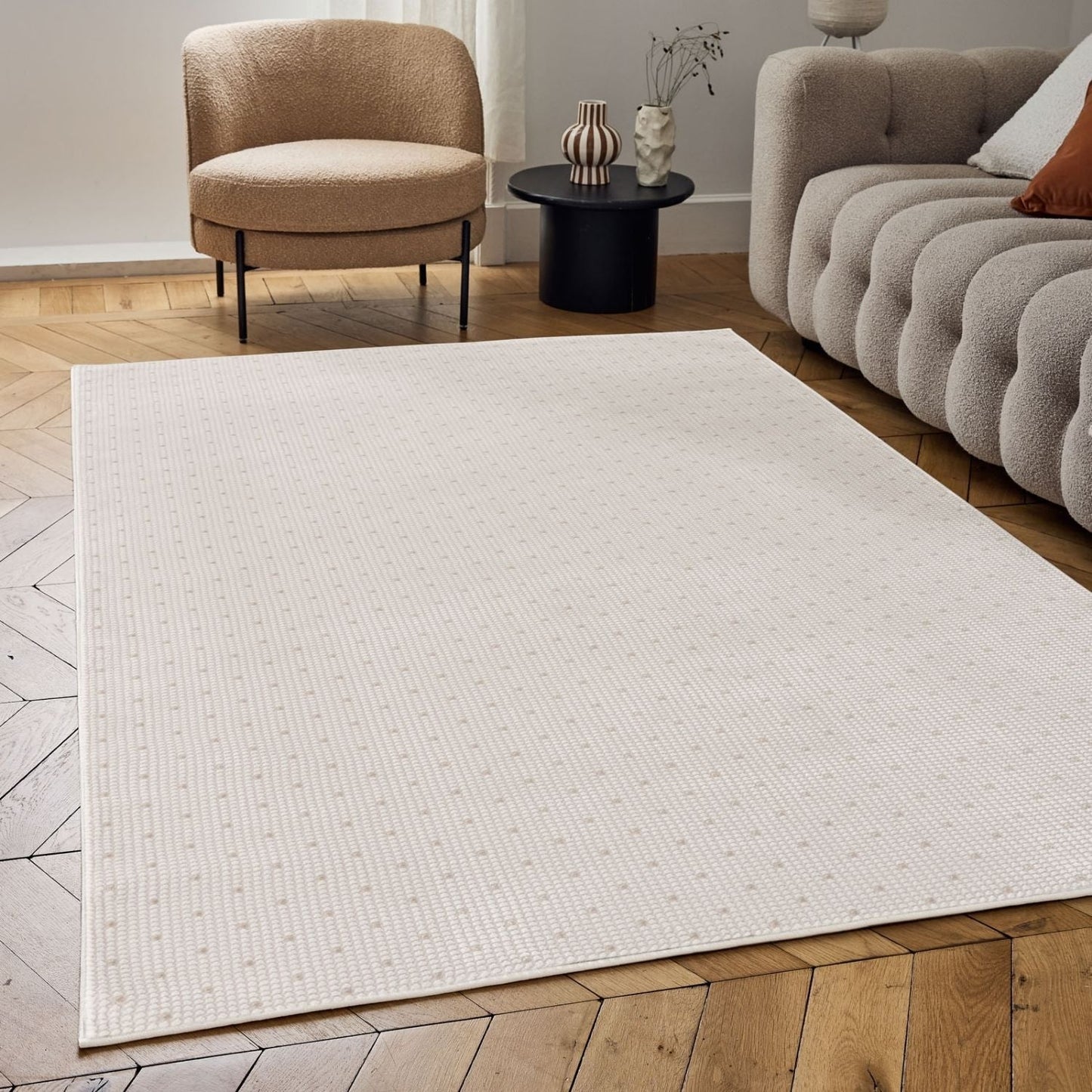 Carmel Cream-Beige Dots Rug | 6080