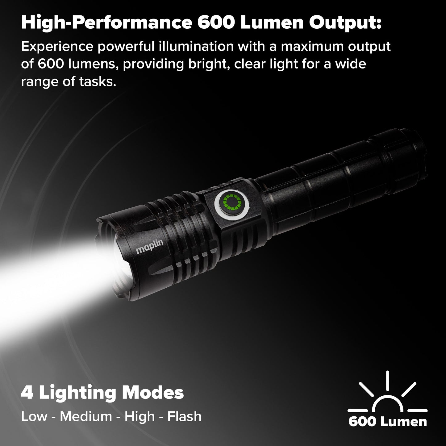 Maplin LED 600 Lumens Lithium Rechargeable Torch