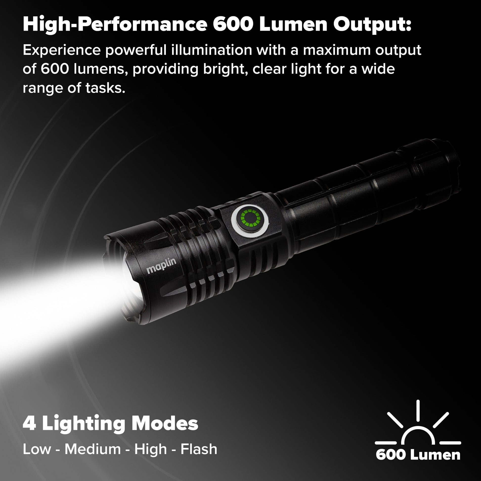 Maplin LED 600 Lumens Lithium Rechargeable Torch