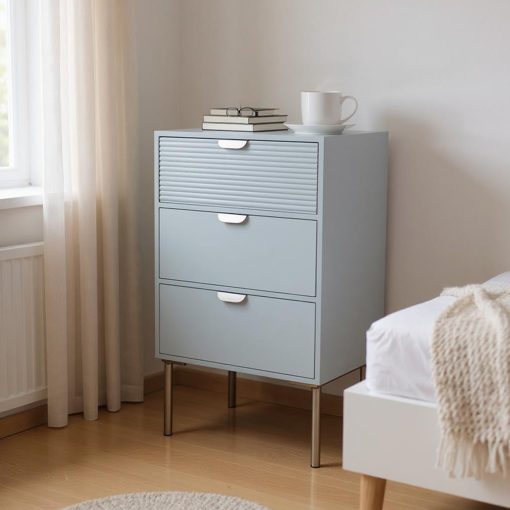 75CM WHITE WOODEN 3 DRAWER CHEST OF DRAWER