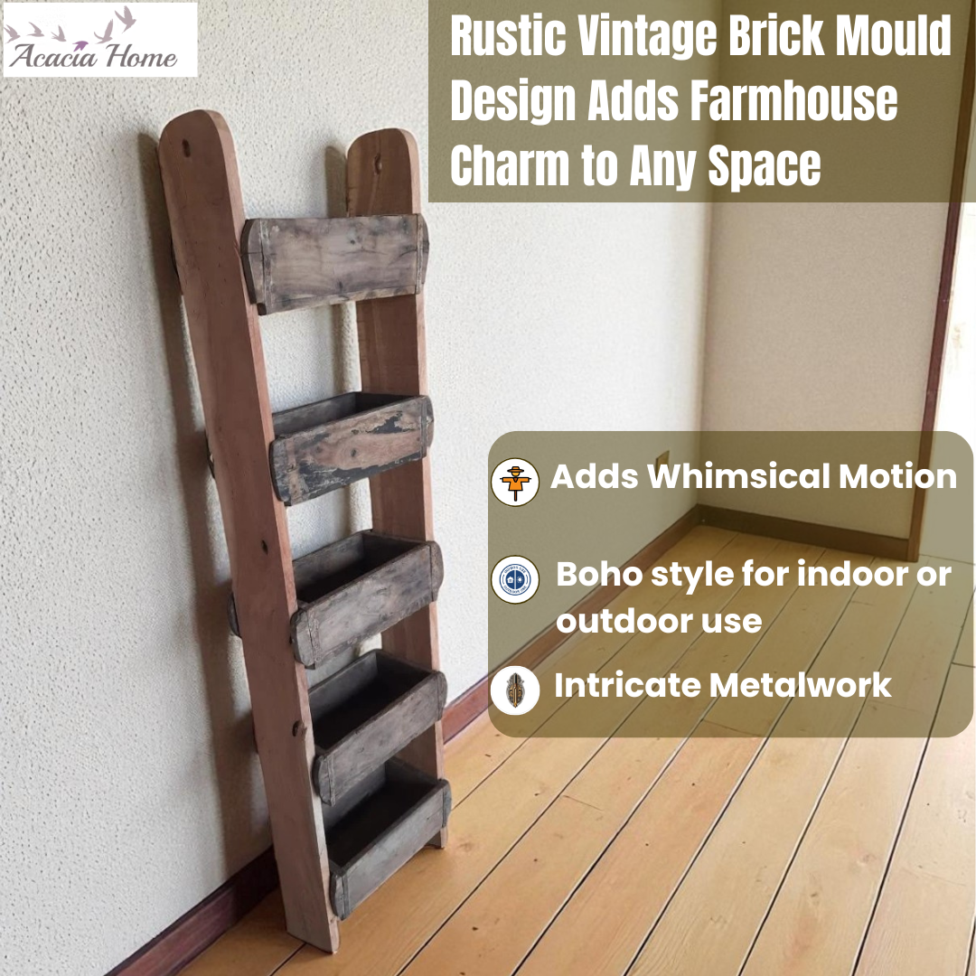 120CM RECLAIMED WOODEN WALL 5 BRICK  RACK