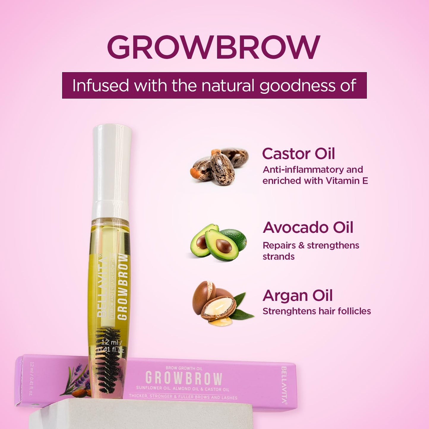 Bella Vita Organic Lash & Brow Growth Serum with Castor & Onion Oil 12ml