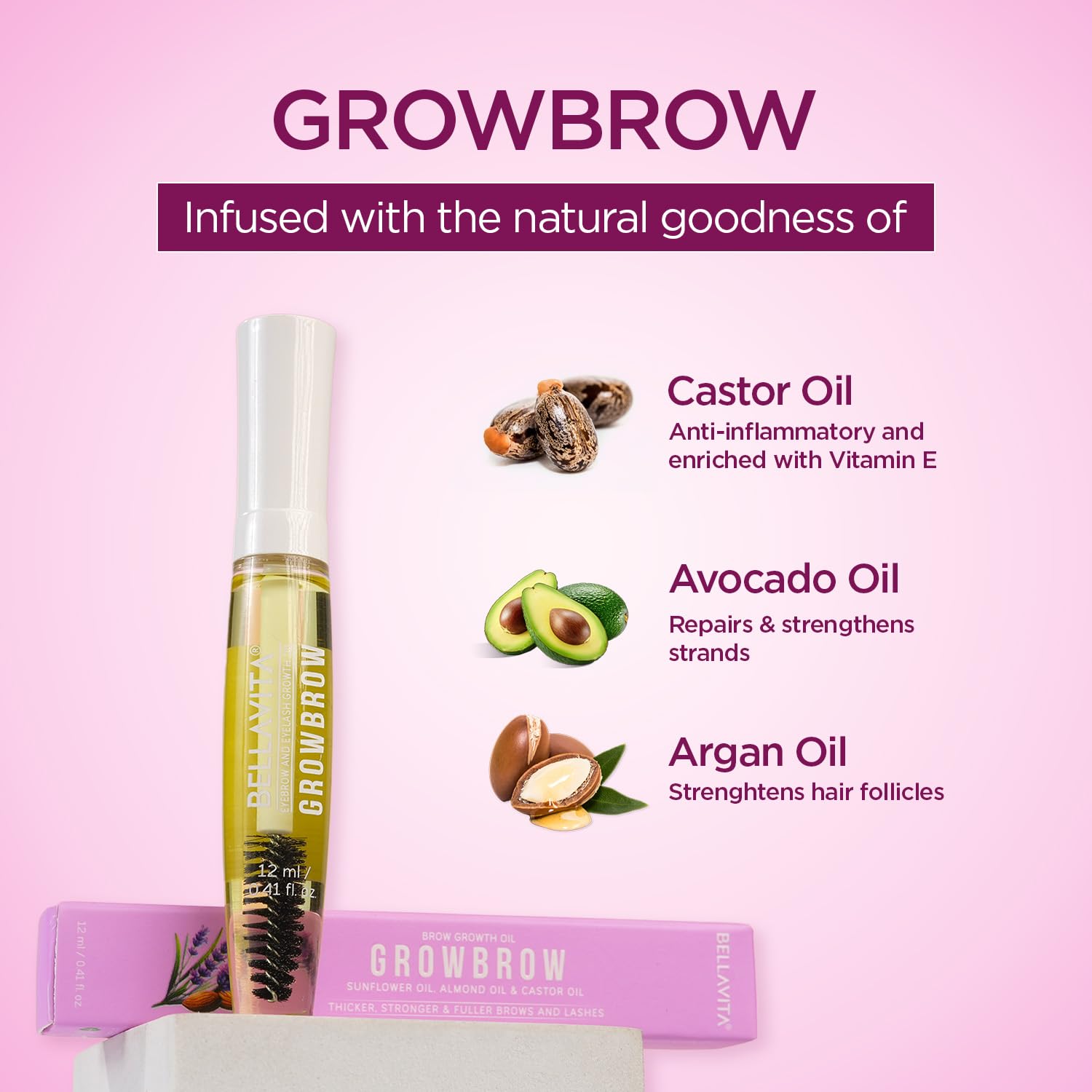 Bella Vita Organic Lash & Brow Growth Serum with Castor & Onion Oil 12ml