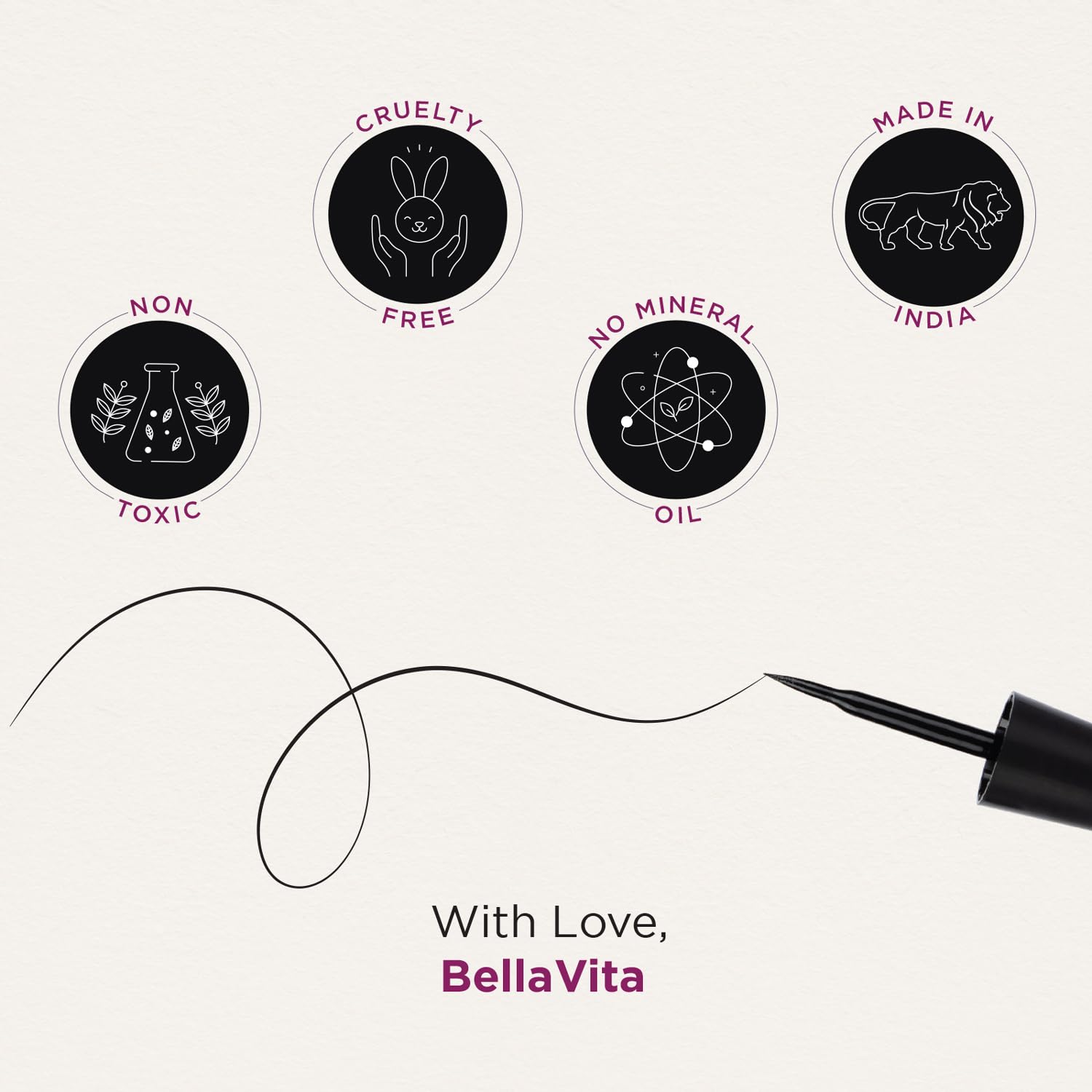 BELLAVITA Black Matte Waterproof Eyeliner | Smudge-Proof | Biotin Enriched