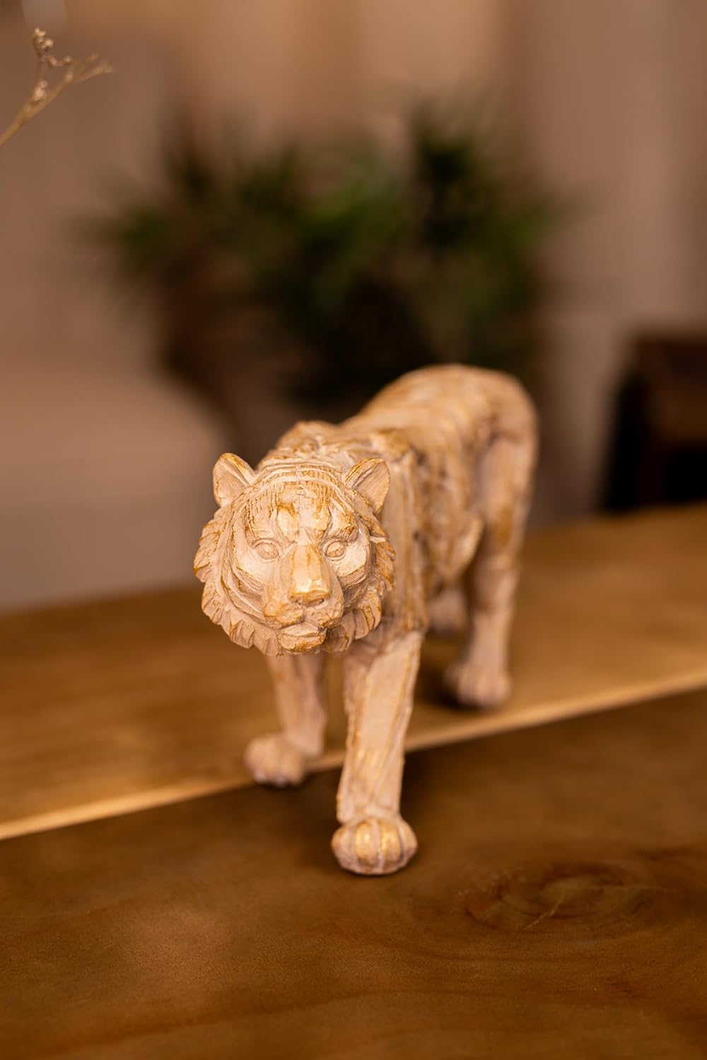 Driftwood Effect Resin Tiger Statue