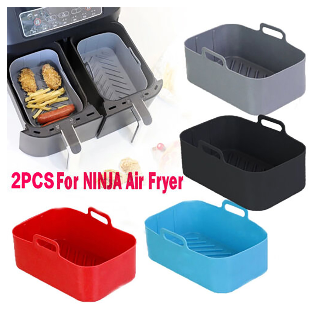 2PCS Square Silicone Pot For NINJA Air Fryer Kitchen BBQ Plate Heating Baking UK
