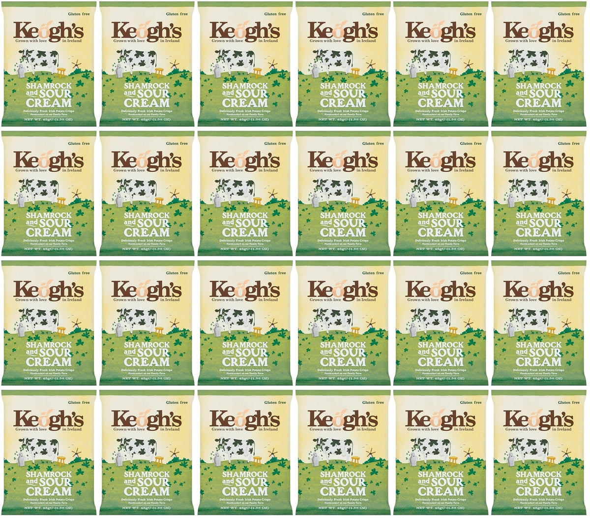 24 x Keogh's Shamrock And Sour Cream 45G