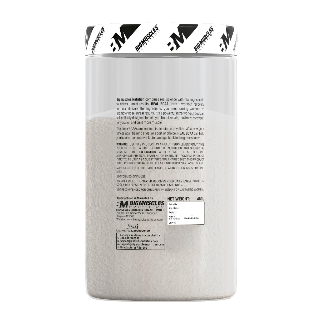 Bigmuscles BCAA Powder with Electrolytes 450g for Muscle Recovery