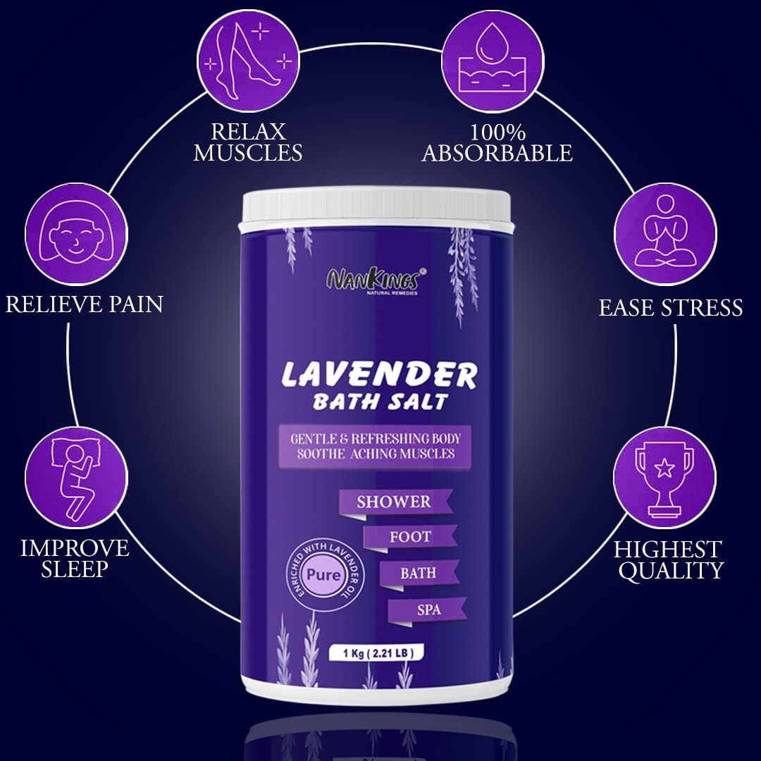 Lavender Bath Salt 1kg Soothing Aromatherapy with Epsom