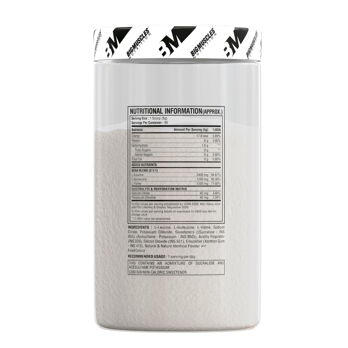 Bigmuscles BCAA Powder with Electrolytes 450g for Muscle Recovery