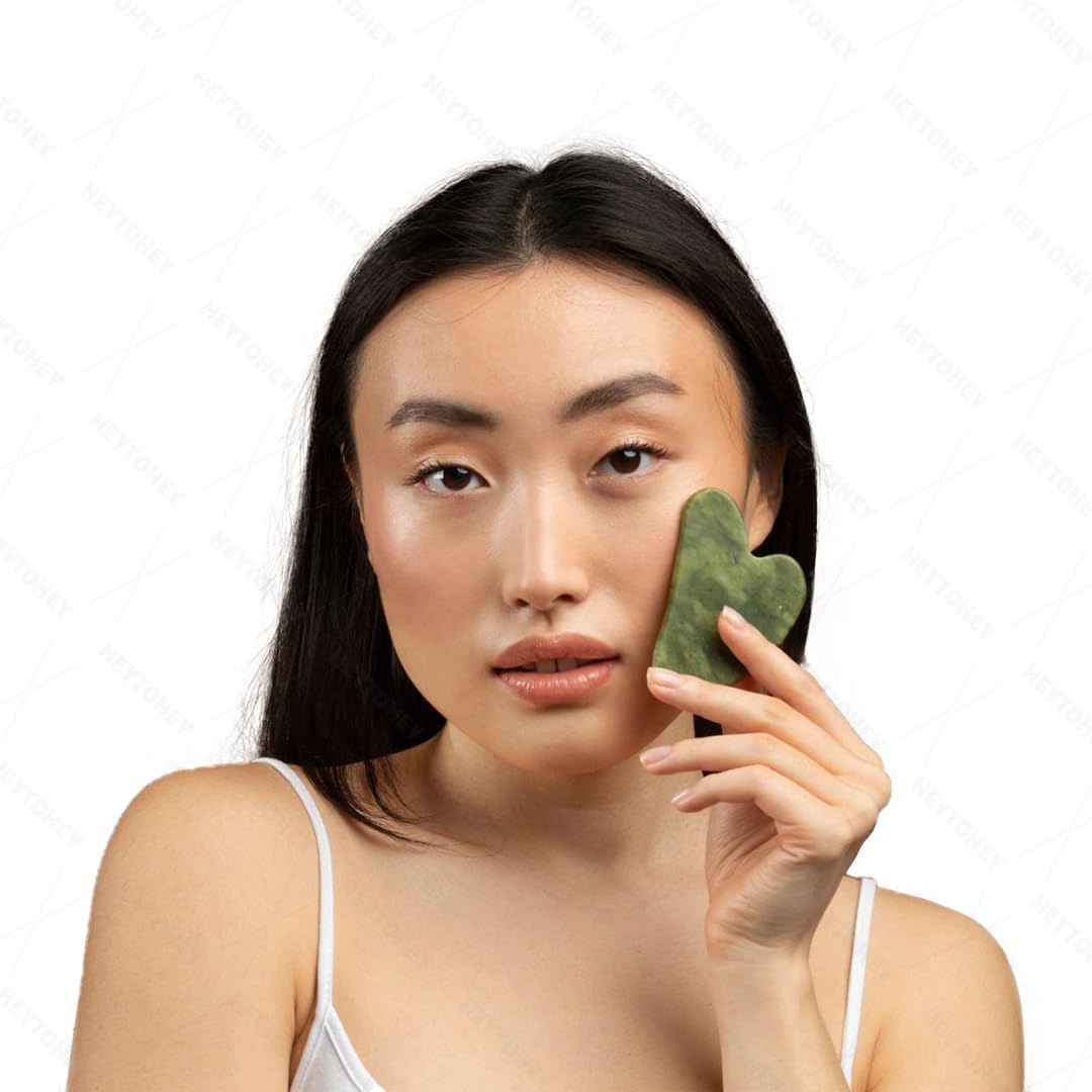 Jade Roller & Gua Sha Set for Wrinkles & Dark Circles Reduction